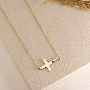 Personalized Cross name necklace, Baptism Gift, Engraved Cross Necklace with Name, Christian Gifts for Christening, Christmas Gift image 7