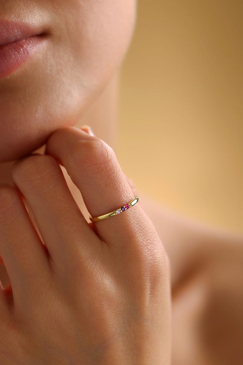 Dainty Birthstone Ring, Family Birthstone Rings, Personalized Gift For Friend, Birthstone Jewelry, Gold Ring, Birthday Gift, Christmas Gift, Mothers Day Gift, Mom jewelry, Family Ring, 2,3,4,5 Stones Ring, Gemstone Ring, Silver Ring, Mothers Ring