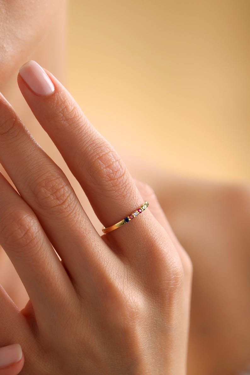 Dainty Birthstone Ring, Family Birthstone Rings, Personalized Gift For Friend, Birthstone Jewelry, Gold Ring, Birthday Gift, Christmas Gift, Mothers Day Gift, Mom jewelry, Family Ring, 2,3,4,5 Stones Ring, Gemstone Ring, Silver Ring, Mothers Ring