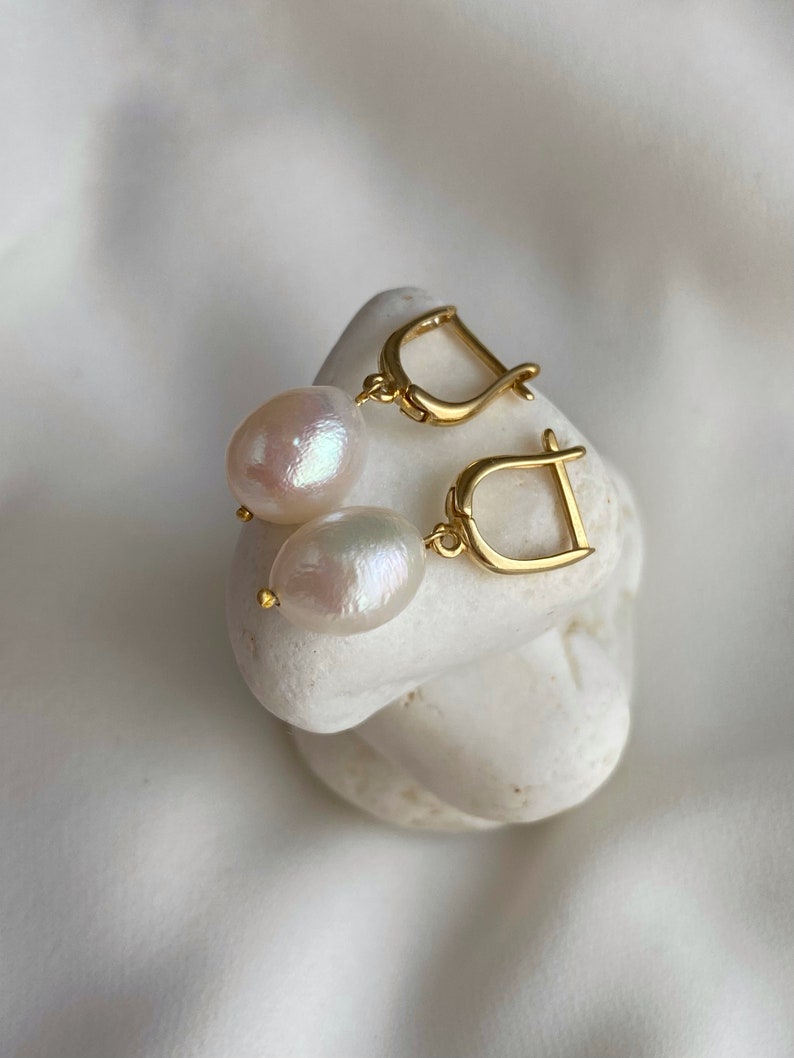 Pearl Drop Earrings, Baroque Pearl Earrings, Vintage Style Earrings, Pearl Jewelry, Wedding Earrings, Bridesmaid Gifts, Bridal Earrings image 7
