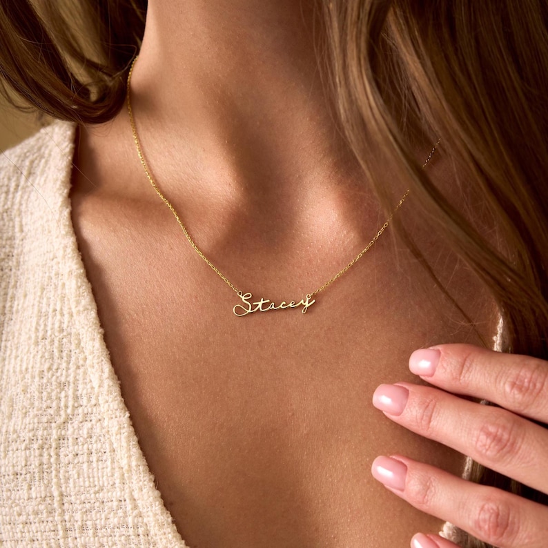 14K Gold Name Necklace, Personalized Name Pendant Necklace, Custom Name Necklace, Minimalist Name Jewelry for Women, Christmas Gift For Her, gold name necklace, silver name necklace, name jewelry, mothers day gifts, birthday gifts
