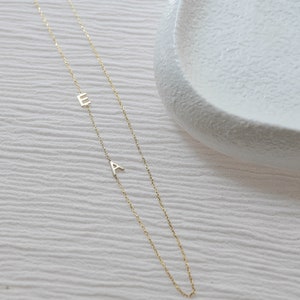 14K Solid GOLD Sideways Initial Necklace, Perfect Gift for Her, Personalized Sideways Necklace, Christmas Gift, Letter Necklace Gift For Her image 9