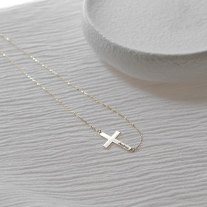 Cross name necklace, Baptism Gift, Personalized Cross Necklace with Name, Christian Gifts for Christening, Minimalist Necklace, Gift For Her image 6