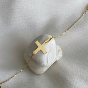 Cross Name Bracelet, Baptism Gift, Personalized Cross Bracelet with Name, Christian Gifts for Christening, Custom Bracelet , Gift For Her image 6