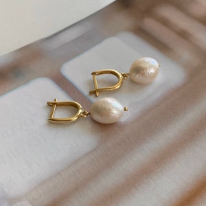 Pearl Drop Earrings, Baroque Pearl Earrings, Vintage Style Earrings, Pearl Jewelry, Wedding Earrings, Bridesmaid Gifts, Bridal Earrings image 5