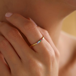Dainty Birthstone Ring, Family Birthstone Rings, Personalized Gift For Friend, Birthstone Jewelry, Gold Ring, Birthday Gift, Christmas Gift, Mothers Day Gift, Mom jewelry, Family Ring, 2,3,4,5 Stones Ring, Gemstone Ring, Silver Ring, Mothers Ring
