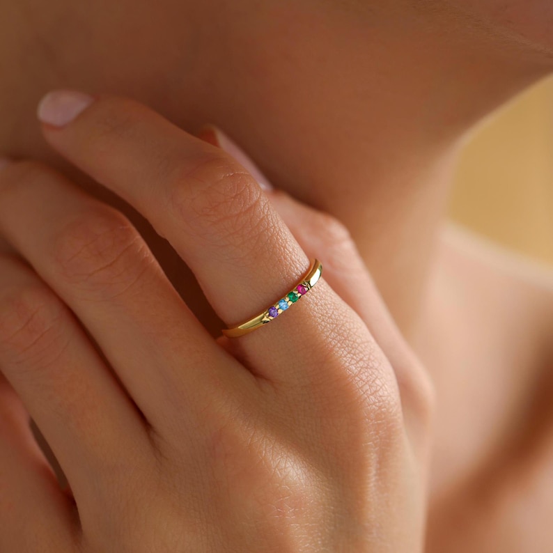 Dainty Birthstone Ring, Family Birthstone Rings, Personalized Gift For Friend, Birthstone Jewelry, Gold Ring, Birthday Gift, Christmas Gift, Mothers Day Gift, Mom jewelry, Family Ring, 2,3,4,5 Stones Ring, Gemstone Ring, Silver Ring, Mothers Ring