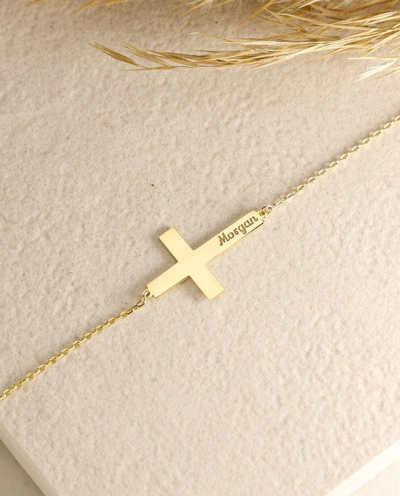 Cross Name Bracelet, Baptism Gift, Personalized Cross Bracelet with Name, Christian Gifts for Christening, Custom Bracelet , Gift For Her image 7
