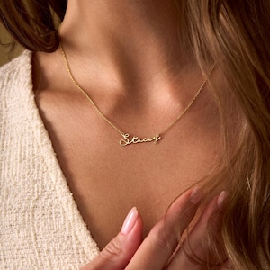 14K Gold Name Necklace, Personalized Name Pendant Necklace, Custom Name Necklace, Minimalist Name Jewelry for Women, Christmas Gift For Her, gold name necklace, silver name necklace, name jewelry, mothers day gifts, birthday gifts, necklaces for women, gift for mom, mom necklace