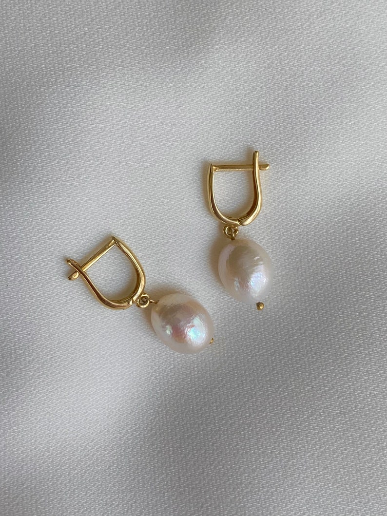 Pearl Drop Earrings, Baroque Pearl Earrings, Vintage Style Earrings, Pearl Jewelry, Wedding Earrings, Bridesmaid Gifts, Bridal Earrings image 9