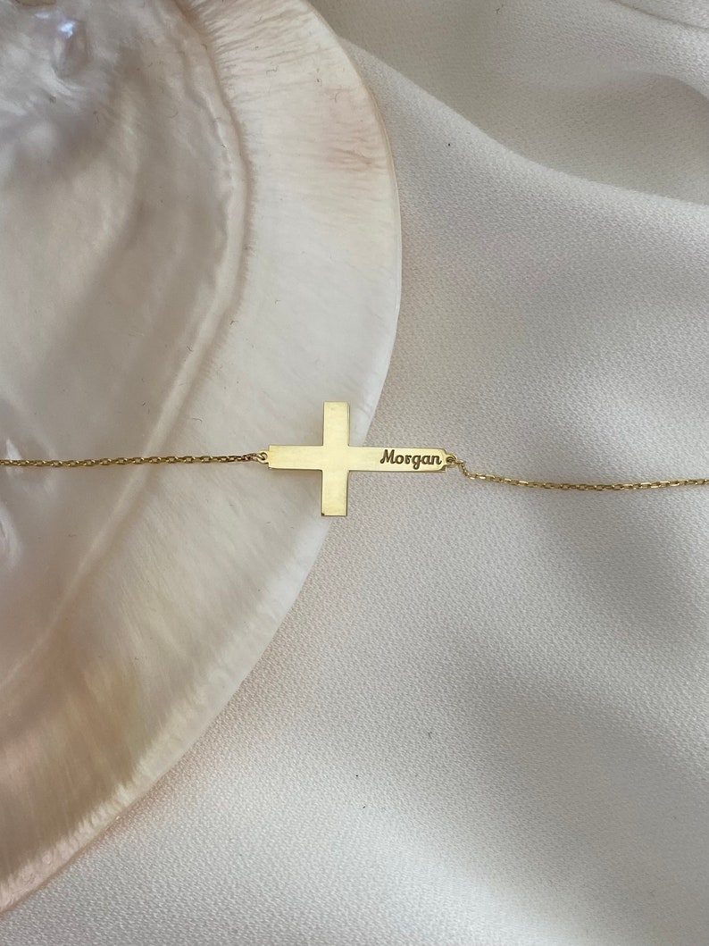 Cross Name Bracelet, Baptism Gift, Personalized Cross Bracelet with Name, Christian Gifts for Christening, Custom Bracelet , Gift For Her image 5