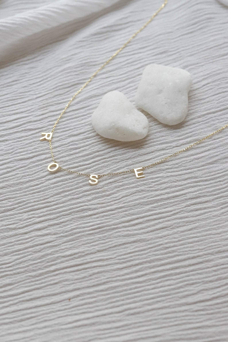 Custom Letter Necklace, Personalized Initial Name Jewelry, Spaced Letter Necklace, Gold Dainty Necklace, Monogram Necklace, Gift For Her image 6