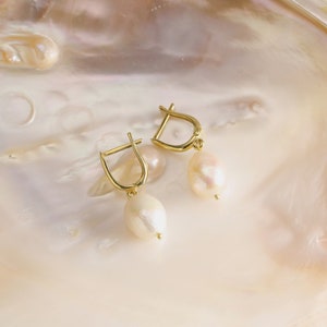Pearl Drop Earrings, Baroque Pearl Earrings, Vintage Style Earrings, Pearl Jewelry, Wedding Earrings, Bridesmaid Gifts, Bridal Earrings image 8