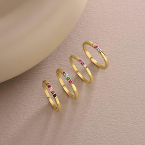 Dainty Birthstone Ring, Family Birthstone Rings, Personalized Gift For Friend, Birthstone Jewelry, Gold Ring, Birthday Gift, Christmas Gift, Mothers Day Gift, Mom jewelry, Family Ring, 2,3,4,5 Stones Ring, Gemstone Ring, Silver Ring, Mothers Ring
