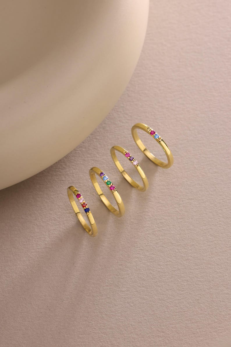 Dainty Birthstone Ring, Family Birthstone Rings, Personalized Gift For Friend, Birthstone Jewelry, Gold Ring, Birthday Gift, Christmas Gift, Mothers Day Gift, Mom jewelry, Family Ring, 2,3,4,5 Stones Ring, Gemstone Ring, Silver Ring, Mothers Ring