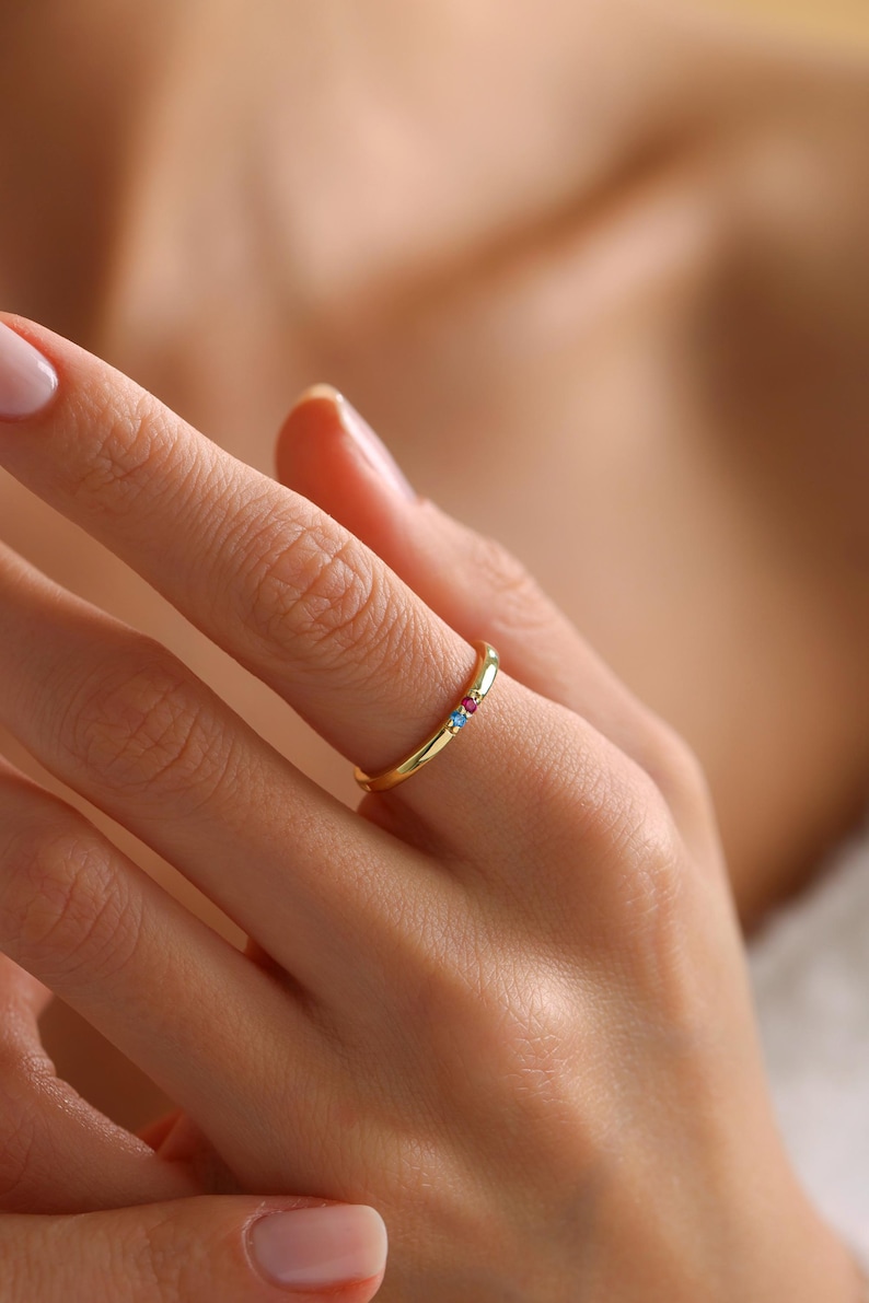 Dainty Birthstone Ring, Family Birthstone Rings, Personalized Gift For Friend, Birthstone Jewelry, Gold Ring, Birthday Gift, Christmas Gift, Mothers Day Gift, Mom jewelry, Family Ring, 2,3,4,5 Stones Ring, Gemstone Ring, Silver Ring, Mothers Ring