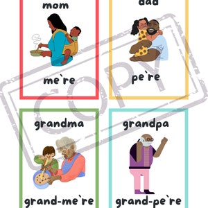 French/American Family Word Flash Cards PDF