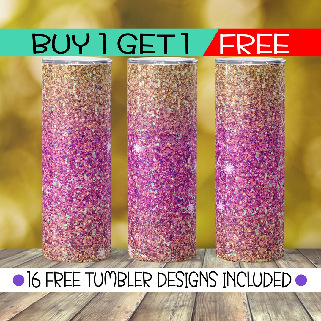 Gold Pink Glitter 20 Oz Tumbler Wrap Ombre Skinny Tumbler Sublimation ...