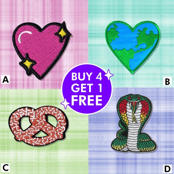 Cute Pink Heart Patch Earth Heart Patches Iron on Patch Embroidered Patch  Custom Patch Sew on Patch Patches for Jackets 