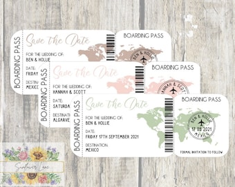 Boarding Pass Save The Date Card, Abroad Wedding, Travel, Destination Wedding, wedding invitation, save the date magnet, wedding passport