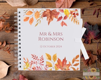 Personalised Guest Book | Autumn Wedding Guestbook | Fall Guestbook | Wedding Guestbook | Personalised Guestbook | Autumn Leaves