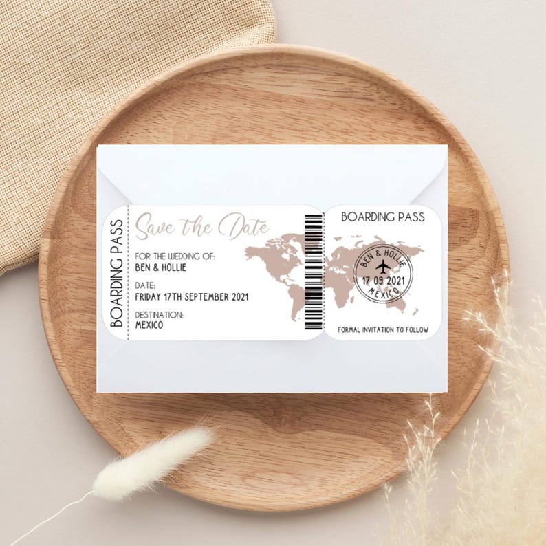 Boarding Pass Save The Date | Abroad Wedding | Travel Destination Wedding | Save the Date magnet | Wedding Passport | Save the Date image 10