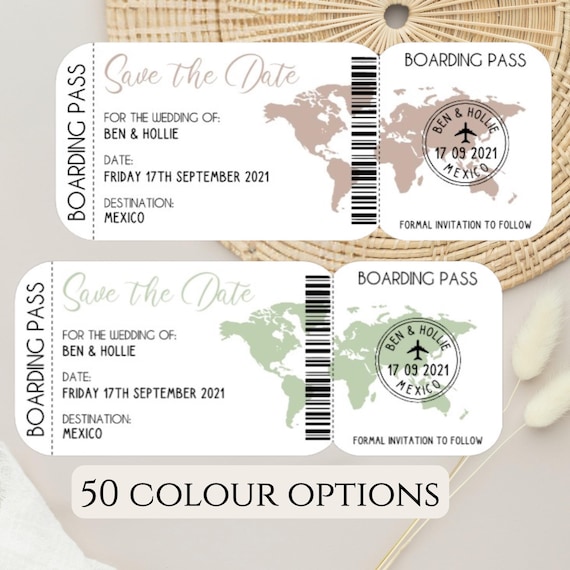 Boarding Pass Save The Date | Abroad Wedding | Travel Destination Wedding | Save the Date magnet | Wedding Passport | Save the Date