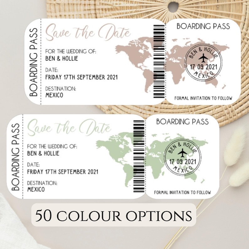 Boarding Pass Save The Date | Abroad Wedding | Travel Destination Wedding | Save the Date magnet | Wedding Passport | Save the Date image 1