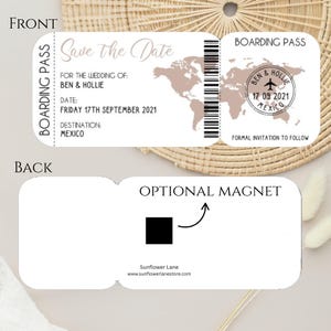 Boarding Pass Save The Date | Abroad Wedding | Travel Destination Wedding | Save the Date magnet | Wedding Passport | Save the Date image 4