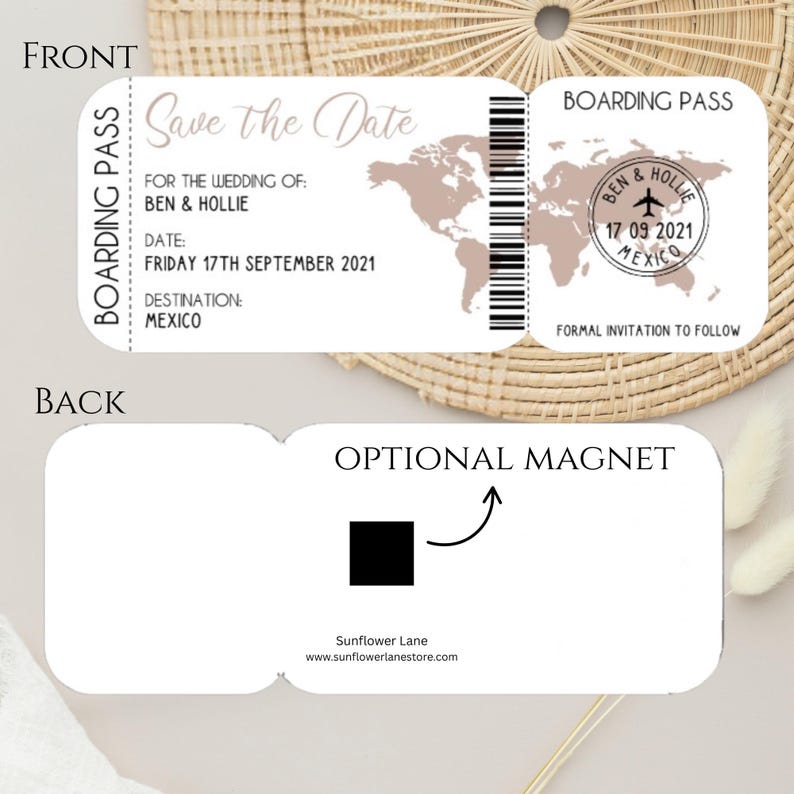 Boarding Pass Save The Date | Abroad Wedding | Travel Destination Wedding | Save the Date magnet | Wedding Passport | Save the Date image 4