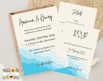 Beach Wedding Invitation Set, Wedding Invitation Suite, Summer Wedding Invitations, Beach Wedding, Summer Wedding, Beach Wedding Stationery.
