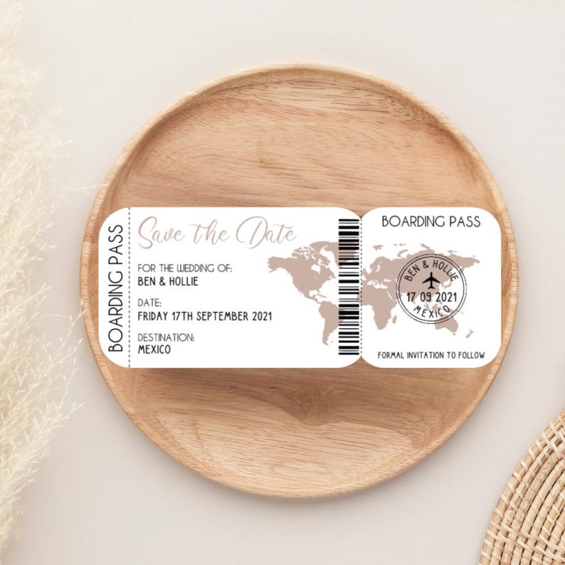Boarding Pass Save The Date | Abroad Wedding | Travel Destination Wedding | Save the Date magnet | Wedding Passport | Save the Date image 3