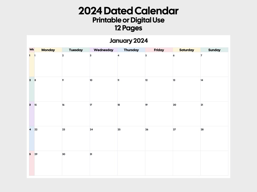 Blank Calendar Pages 2024 Monday Start