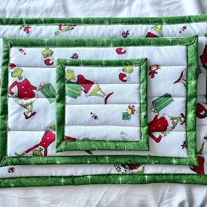 Gestepptes Hot Pad | Untersetzer | Wie der Grinch Weihnachten stahlen | Einweihungsparty Geschenk | Bauernhaus