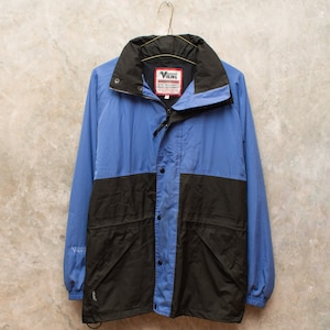 Vintage Blue and Black Viking Wind Breaker w/ Zipper and snaps. Size M.