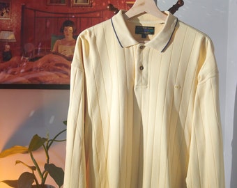 Yellow Ribbed Alexander Julian Colours Henley Pullover. Size Large. L.