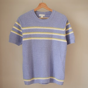 Vintage 90s Christopher & Banks Women&#39;s Knit Shirt / Top. Size Medium. Purple, White, Yellow.