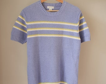 Vintage 90s Christopher & Banks Women's Knit Shirt / Top. Size Medium. Purple, White, Yellow.