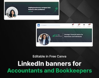LinkedIn Banners for Accountants and Bookkeepers. LinkedIn Cover Images. Editable in Canva