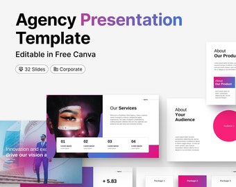 Agency Slide Deck Canva Template, Pitch deck for marketing agencies and social media managers