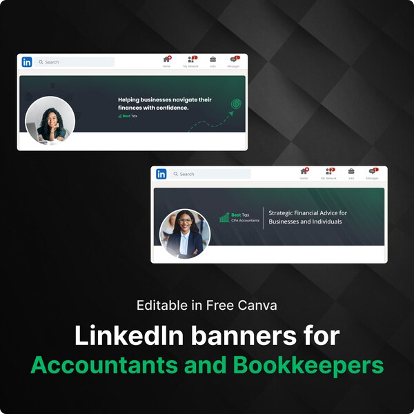 Linkedin Cover Images for Accountants and Bookkeepers, Editable LinkedIn background for accountants and bookkeepers