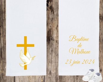 Personalized Cross and Dove Baptism Stole Scarf