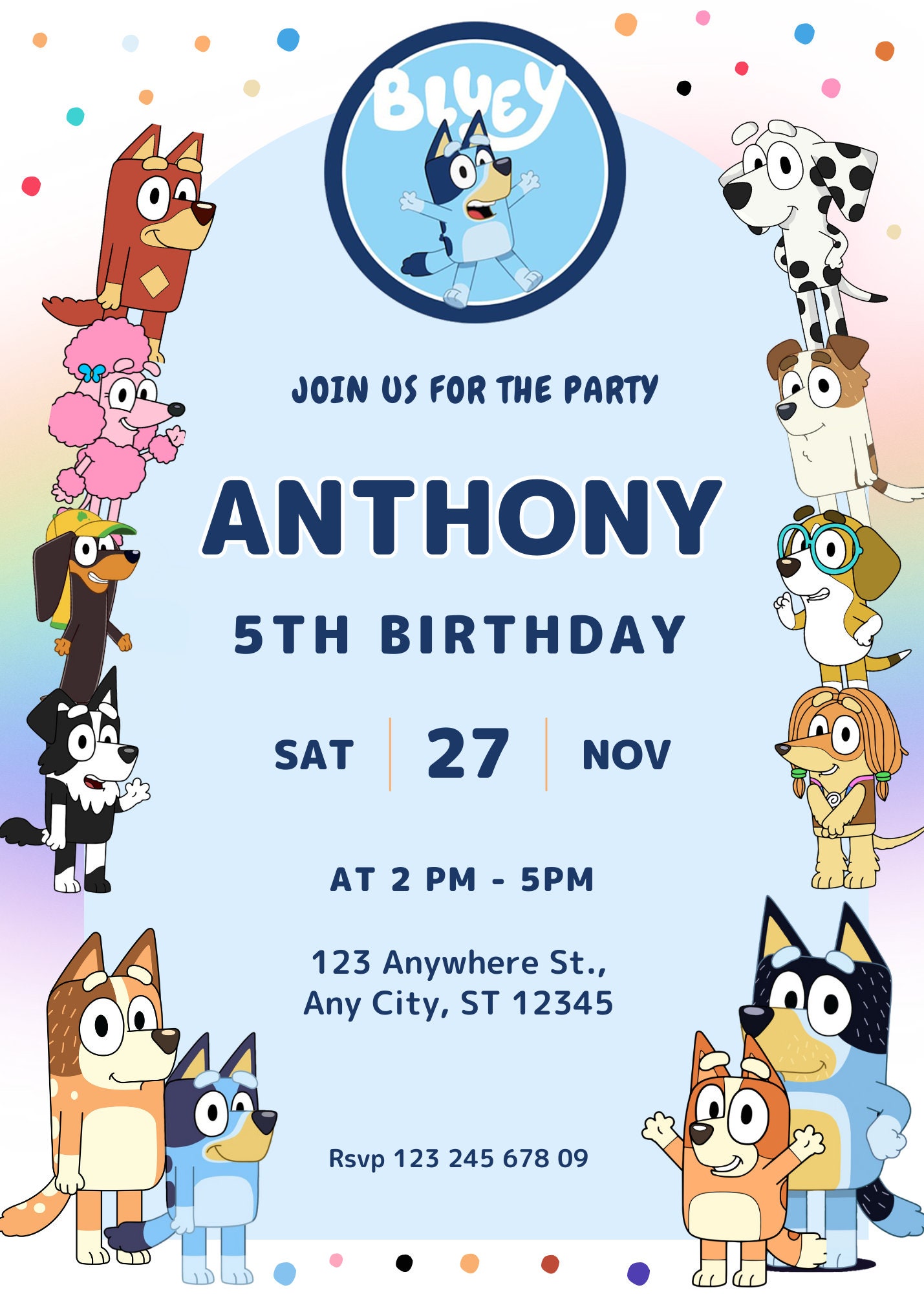 Bluey Birthday Invitation Template Bluey and Bingo Invitation Custom Bluey Birthday Invitation Template Bluey and Bingo Invitation Custom