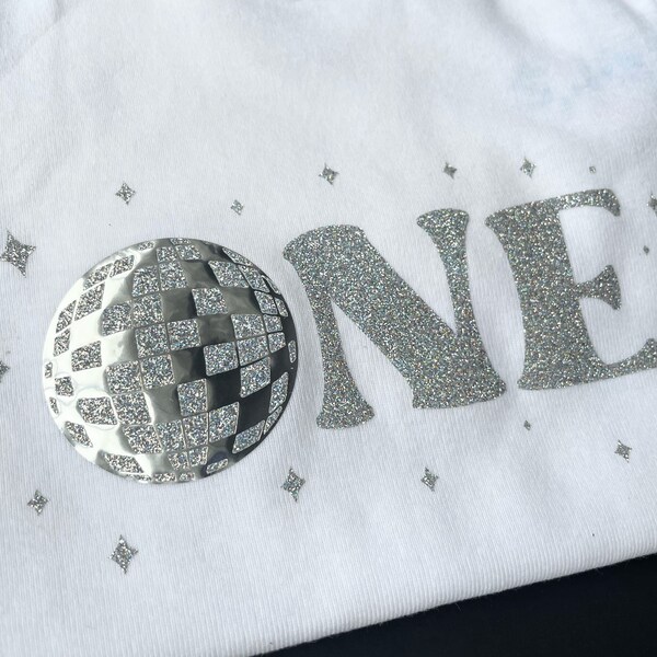 Disco Ball Baby Onesie My ONE Disco Party! The perfect birthday Outfit for Disco, 70's 80's New Year Eve parties! Available in Silver & Gold