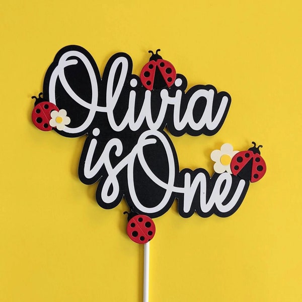 ONEderful Ladybug Cake Topper - BabyName is One - Ladybug First Birthday Party