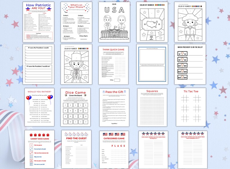 250 Years Games and Activities, 4th of July Games, Patriotic Games ...