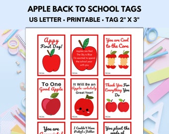 Apple Teacher Tag, First Day of School and Back to School Teacher Gift Tag, Teacher Appreciation and Christmas Gift Tag