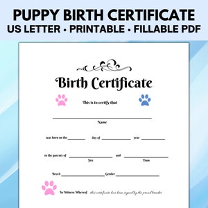 Geboorteakte puppy, geboorteakte hond