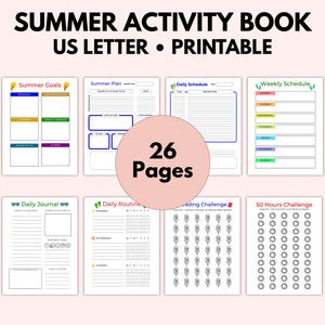 Kids Summer Activity Book, Summer Camp at Home, Kids Summer Things to Do, DIY Summer Camp,  Kids Summer Planner