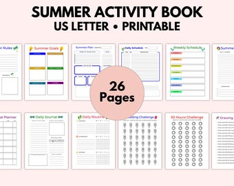 Kids Summer Activity Book, Summer Camp at Home, Kids Summer Things to Do, DIY Summer Camp,  Kids Summer Planner